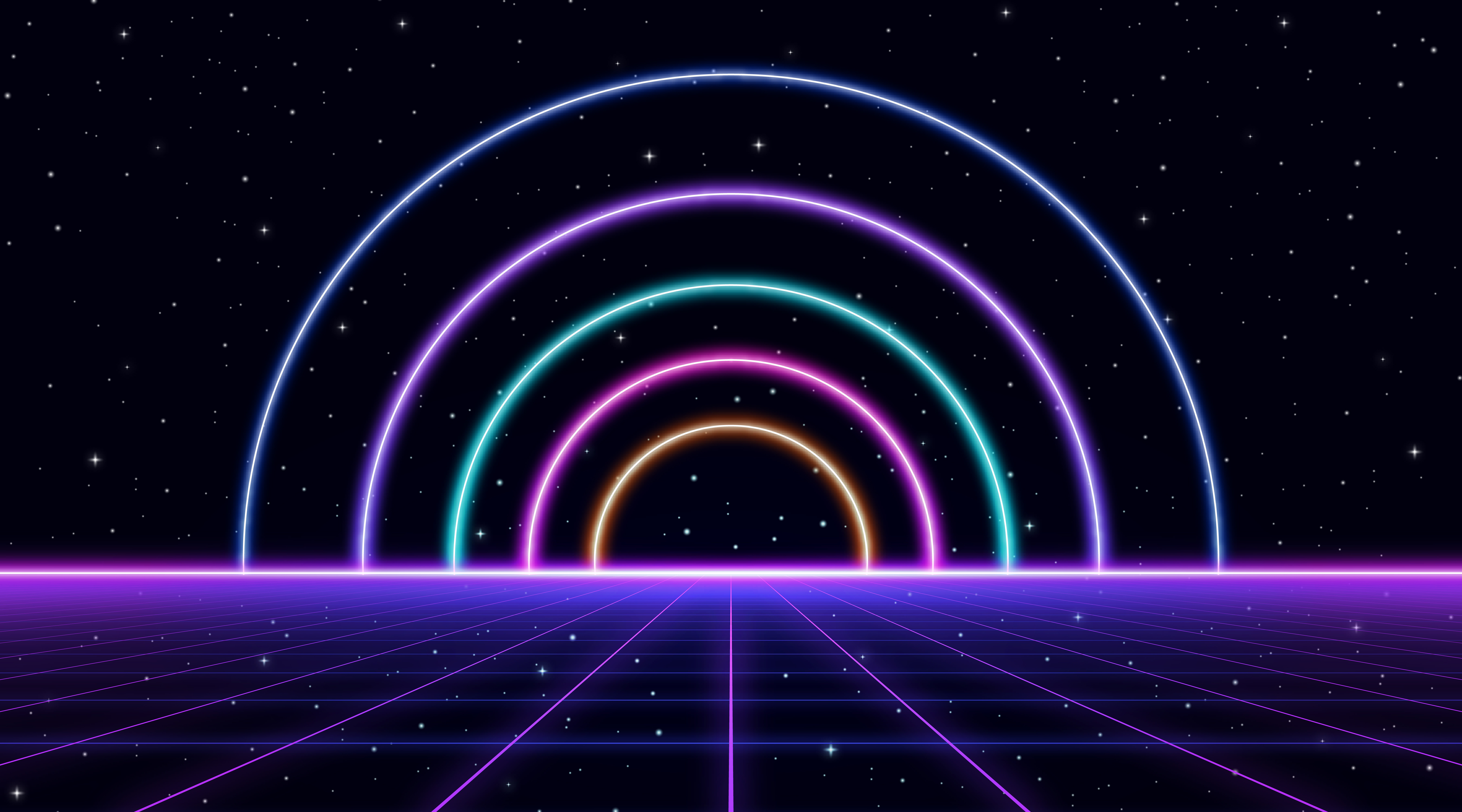 Abstract retro style 80's-90's Sci-Fi with laser grid landscape background.